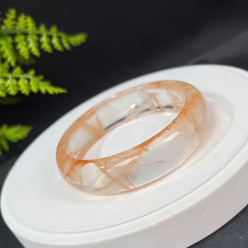 超稀有玻璃體雪花幽靈水晶手鐲59MM 冰透閃片水晶手環 安神益氣