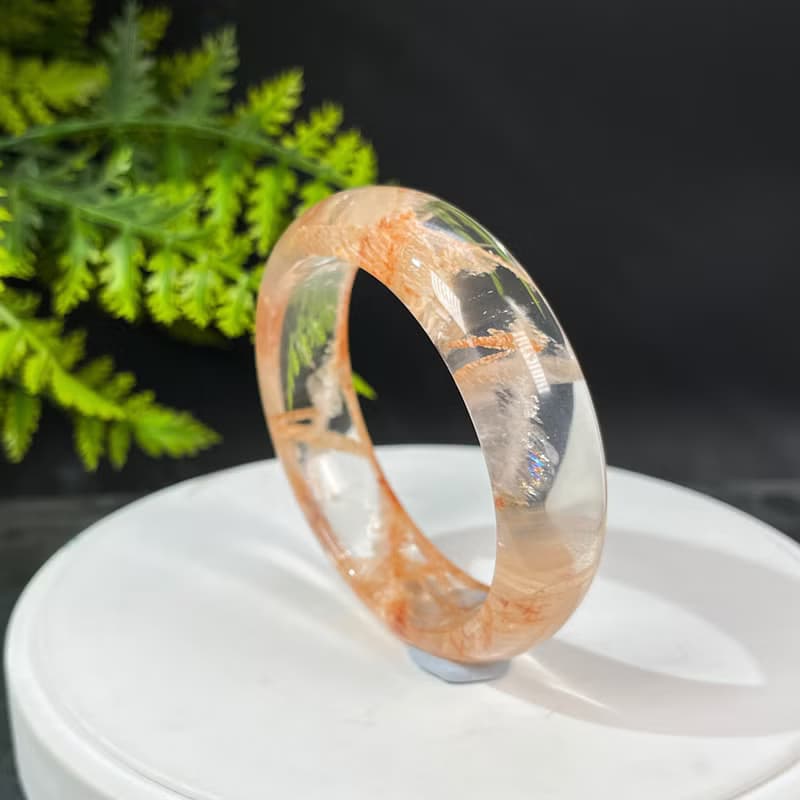 超稀有玻璃體雪花幽靈水晶手鐲59MM 冰透閃片水晶手環 安神益氣