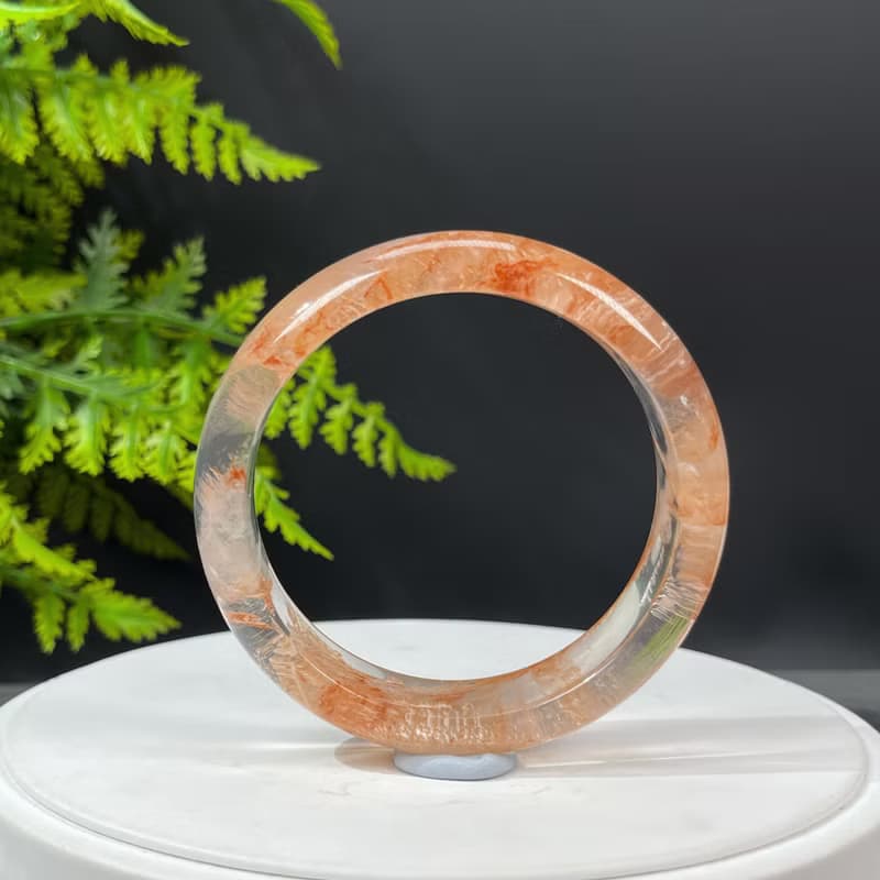 超稀有玻璃體雪花幽靈水晶手鐲59MM 冰透閃片水晶手環 安神益氣