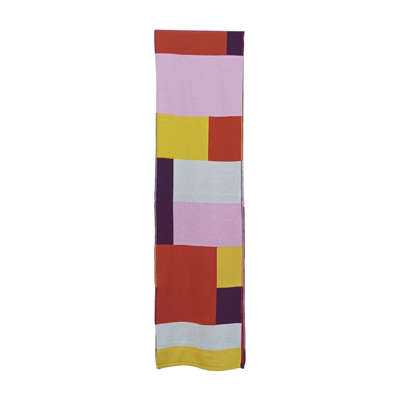 Landscape scarf made of pure merino wool in warm colors. Super high quality yarn