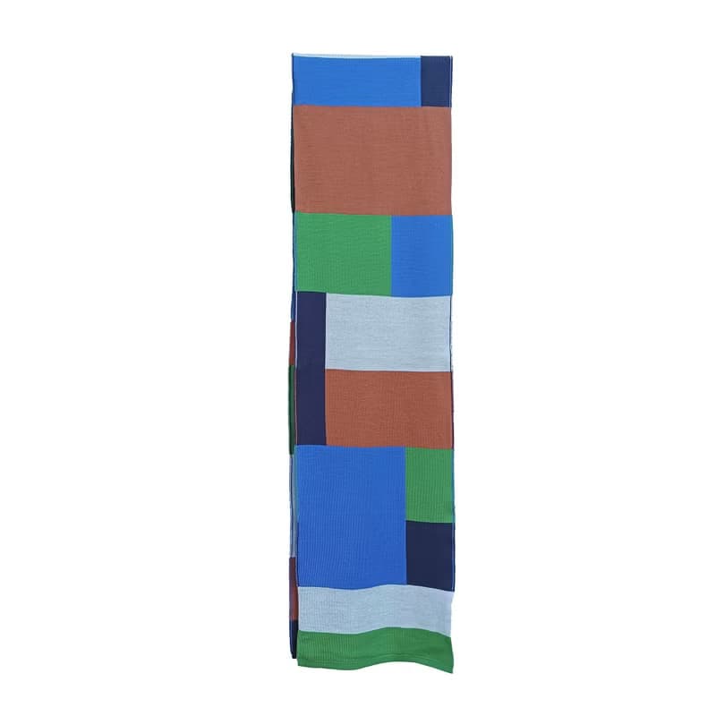 Landscape scarf made of pure merino wool in warm colors. Super high quality yarn