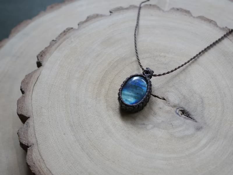 特價出清~N59~拉長石 l 南美蠟線 l 手工編織 l 項鍊