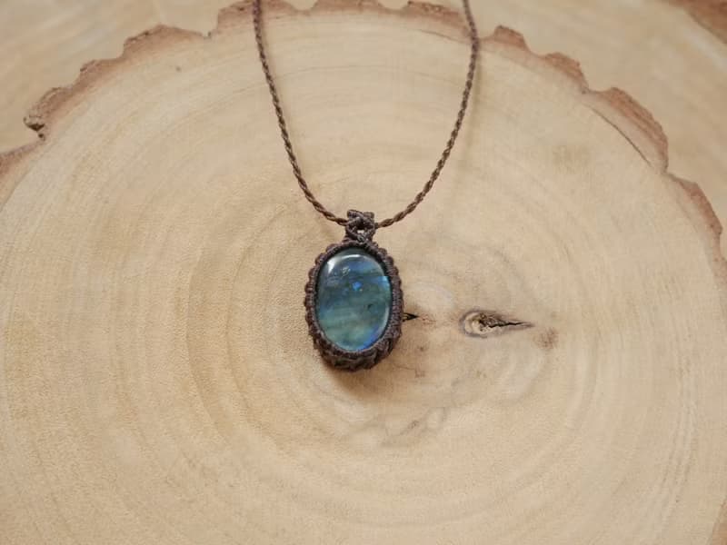 特價出清~N59~拉長石 l 南美蠟線 l 手工編織 l 項鍊