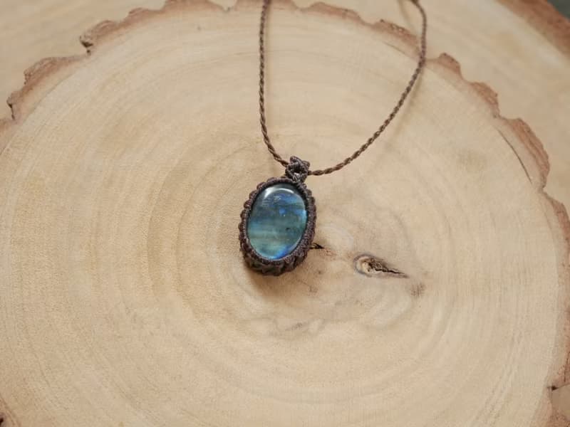 特價出清~N59~拉長石 l 南美蠟線 l 手工編織 l 項鍊