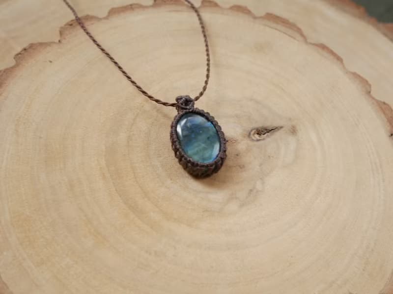 特價出清~N59~拉長石 l 南美蠟線 l 手工編織 l 項鍊