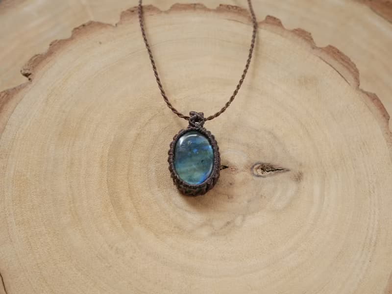 特價出清~N59~拉長石 l 南美蠟線 l 手工編織 l 項鍊