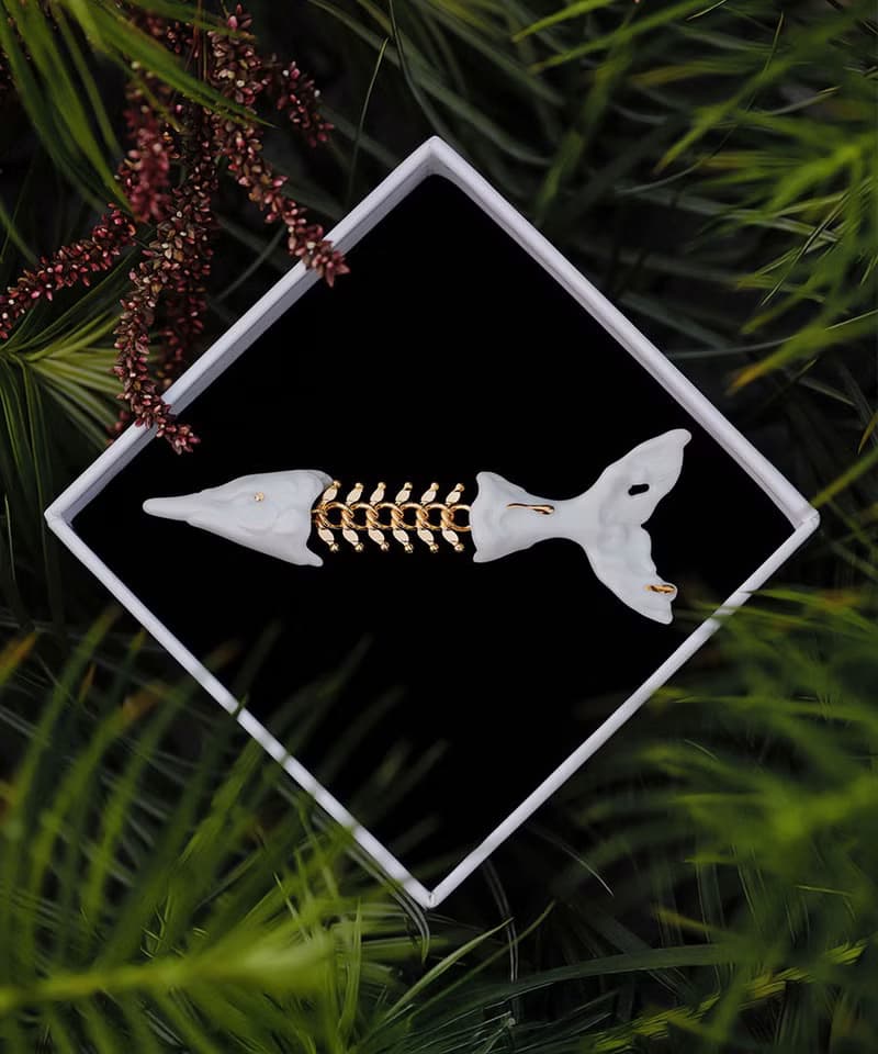 魚骨魚 - 新品獨特個性超酷大衣陶瓷胸針