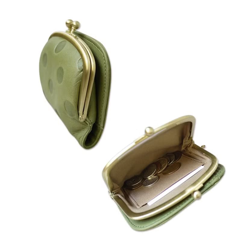 復刻記憶  典藏點點真皮珠扣式短夾Made in Japan by Un Signet