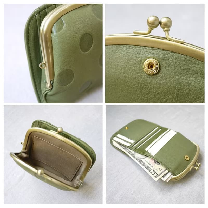 復刻記憶  典藏點點真皮珠扣式短夾Made in Japan by Un Signet