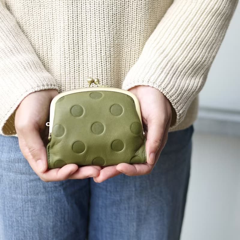 復刻記憶  典藏點點真皮珠扣式短夾Made in Japan by Un Signet