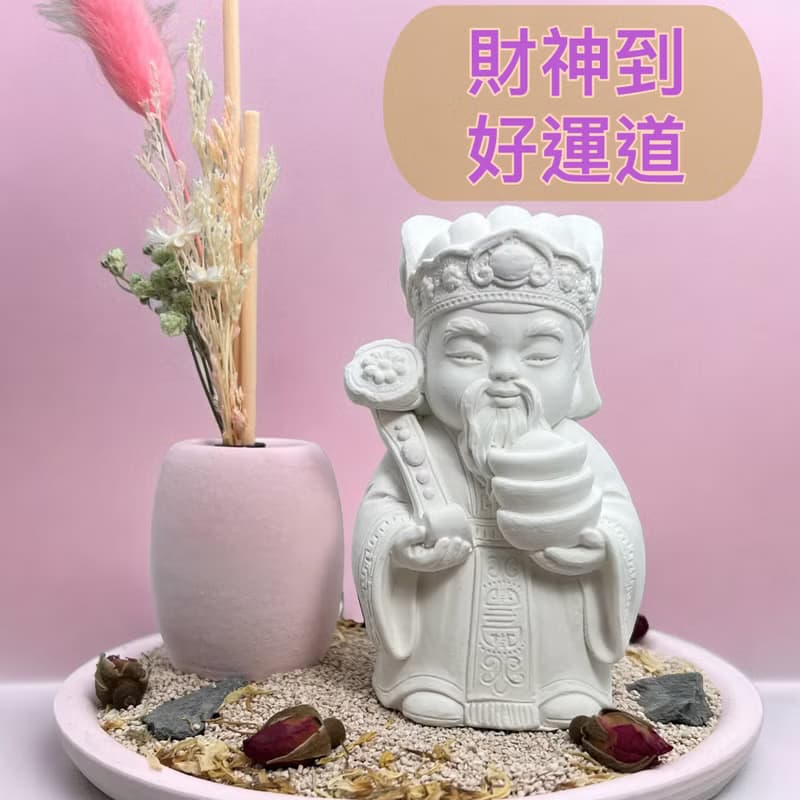 佛藝新美學 藝術香氛擴香 土地公(財神爺) 永生花多彩圓盤組