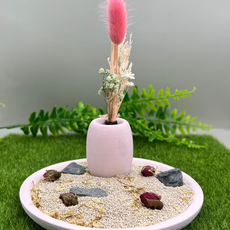 佛藝新美學 藝術香氛擴香 土地公(財神爺) 永生花多彩圓盤組