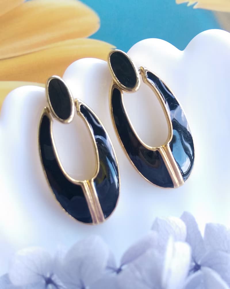 Vintage Jewelry 西洋古董飾品 黑色調 復古摩登優雅 針式耳環