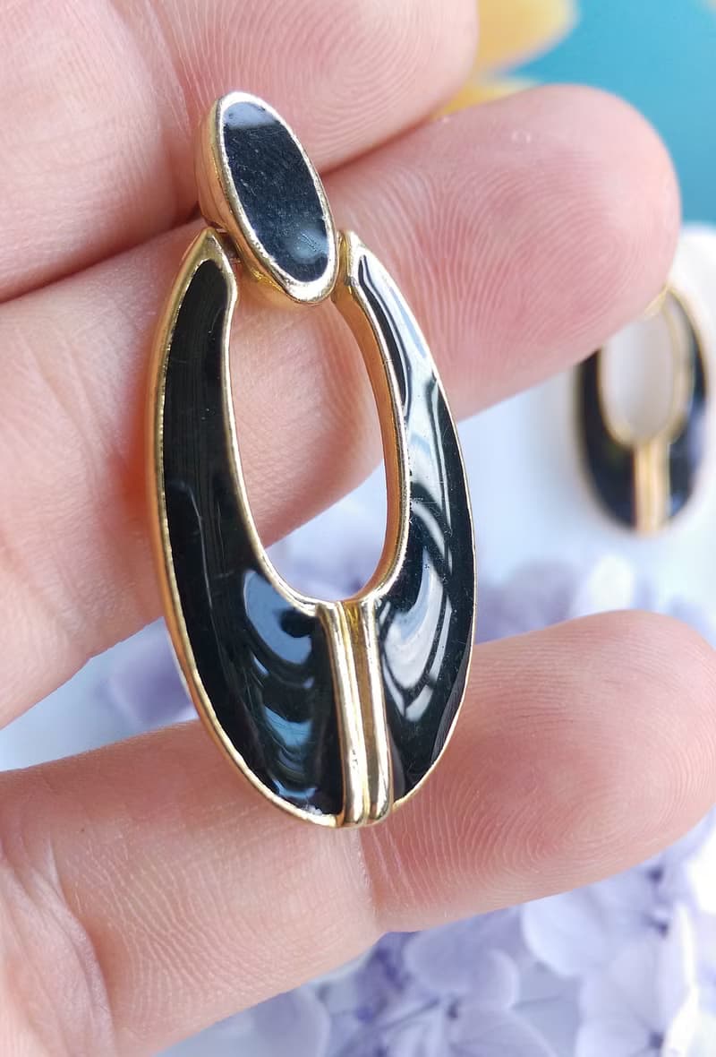 Vintage Jewelry 西洋古董飾品 黑色調 復古摩登優雅 針式耳環