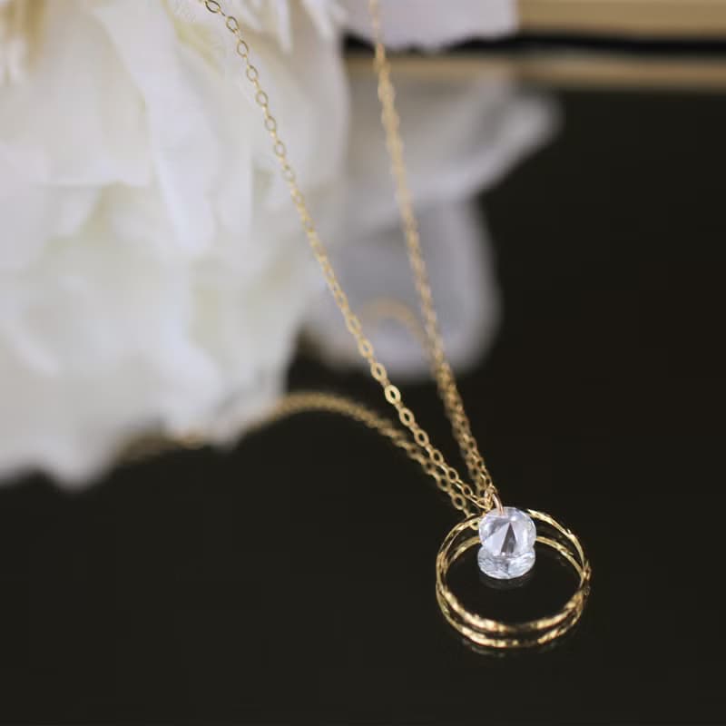 光。單鑽圓圈14K GF金項鍊 輕珠寶簡約設計 極細鎖骨鍊 情人禮物