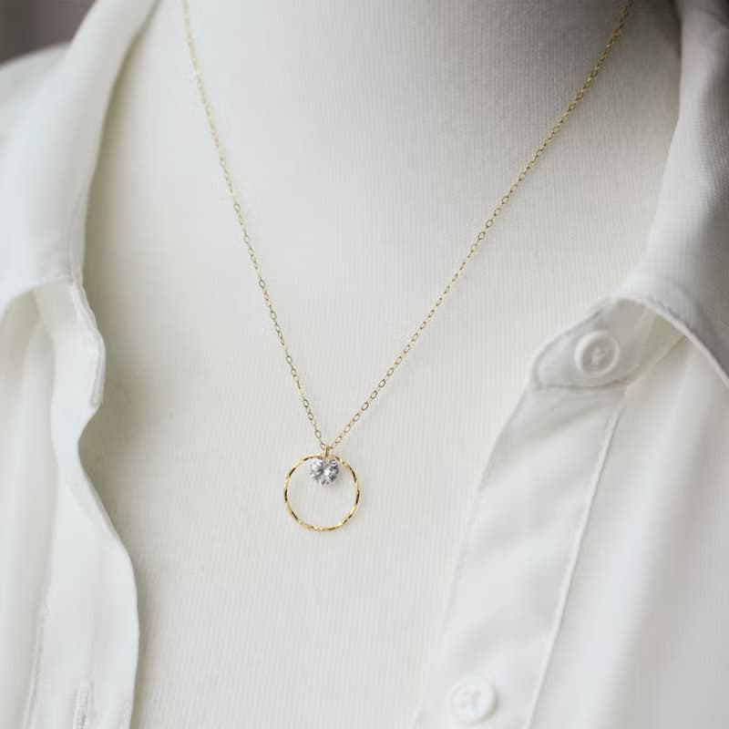 光。單鑽圓圈14K GF金項鍊 輕珠寶簡約設計 極細鎖骨鍊 情人禮物