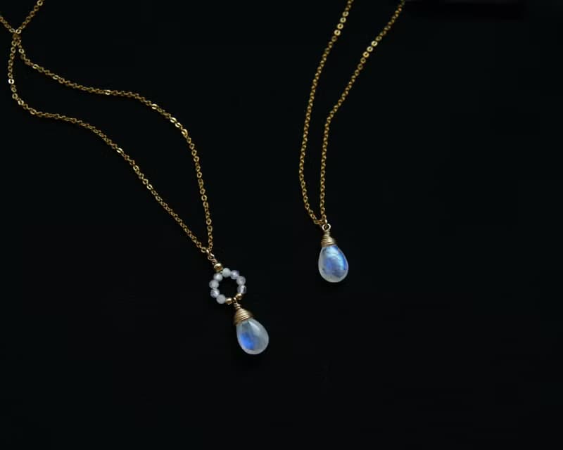 無垢 月光石項鍊 藍暈