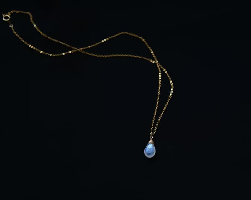 無垢 月光石項鍊 藍暈