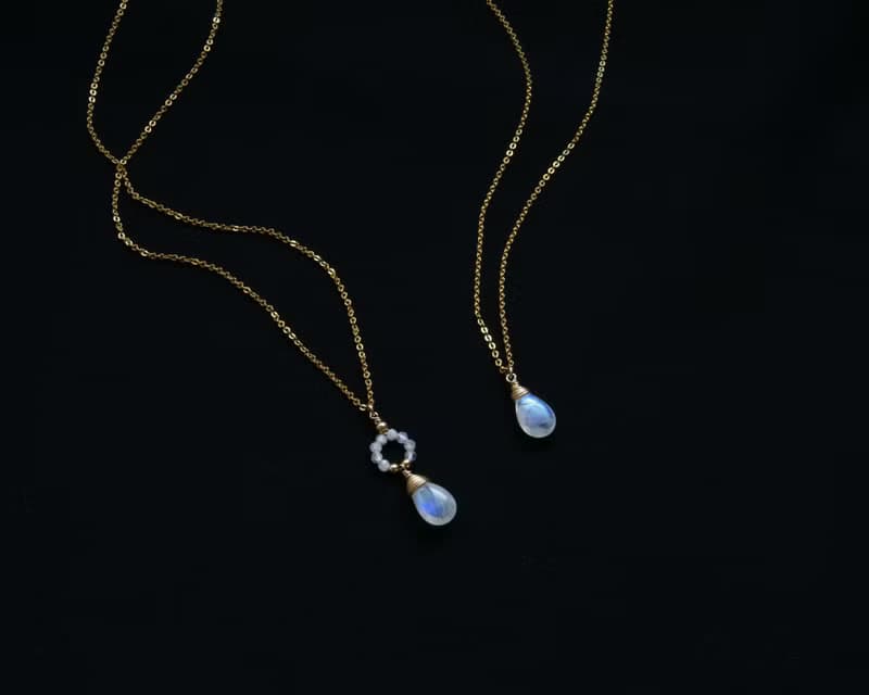 無垢 月光石項鍊 藍暈