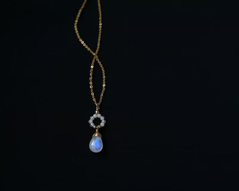 無垢 月光石項鍊 藍暈