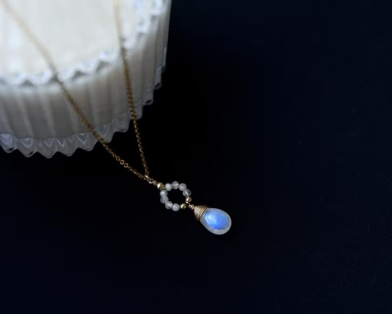 無垢 月光石項鍊 藍暈