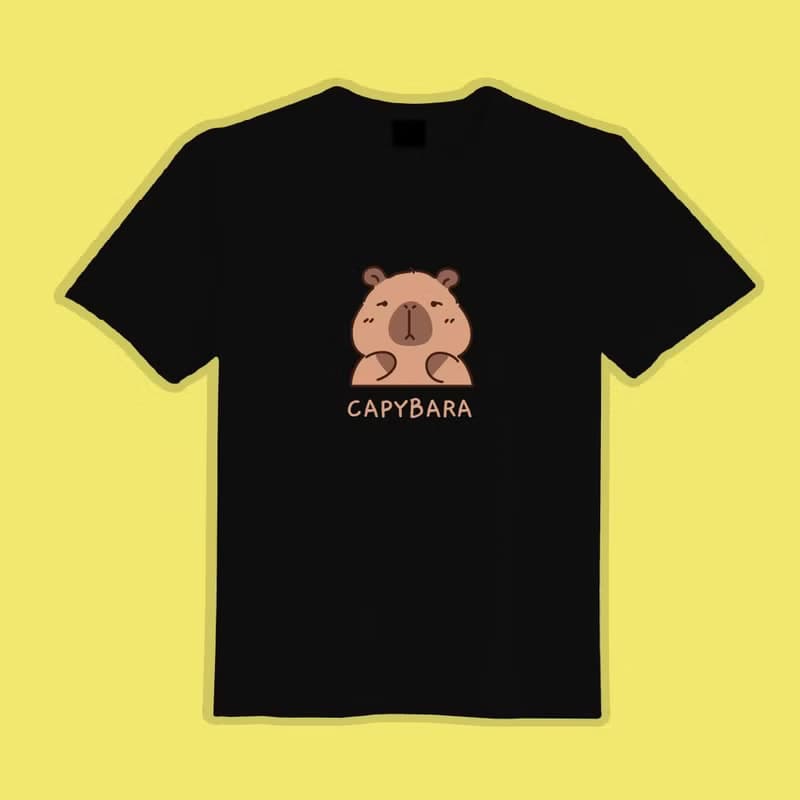 CAPYBARA 卡比巴拉 水豚 文創 衣服 T恤 黑T 童裝 純棉 吸濕排汗