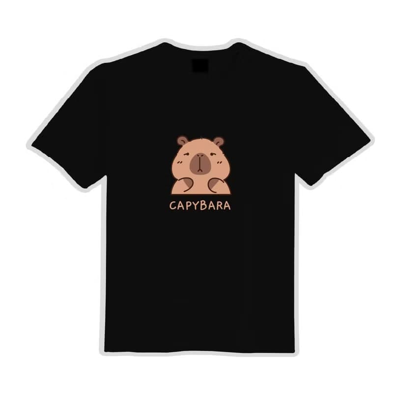 CAPYBARA 卡比巴拉 水豚 文創 衣服 T恤 黑T 童裝 純棉 吸濕排汗