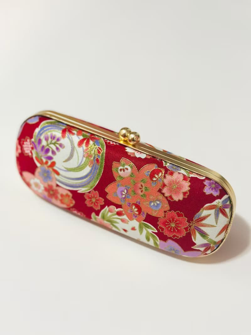 日本紅花藝眼鏡盒/筆盒/首飾盒
