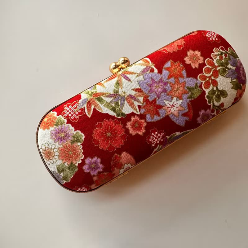 日本紅花藝眼鏡盒/筆盒/首飾盒