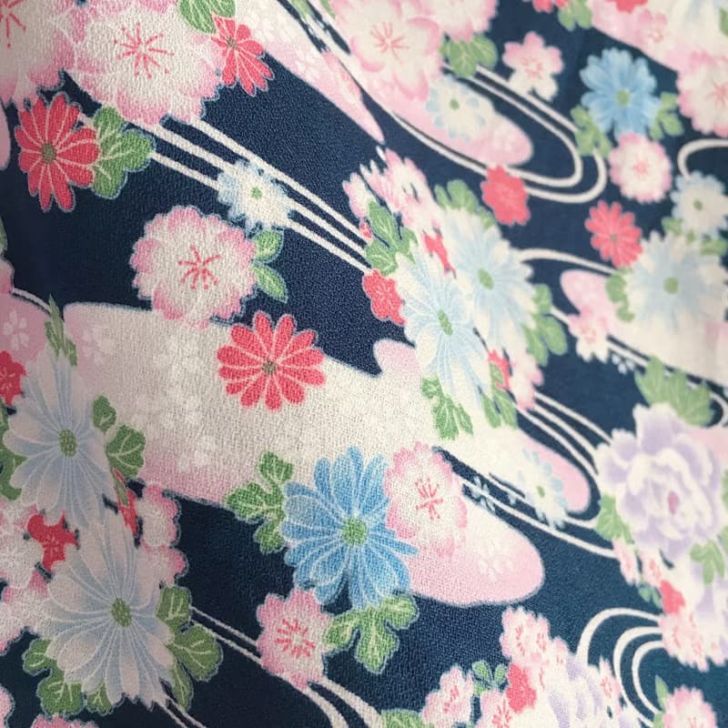 Hakama Dress 日本褲和服-流水花Blue-Dark Red (女童/嬰兒/兒童)