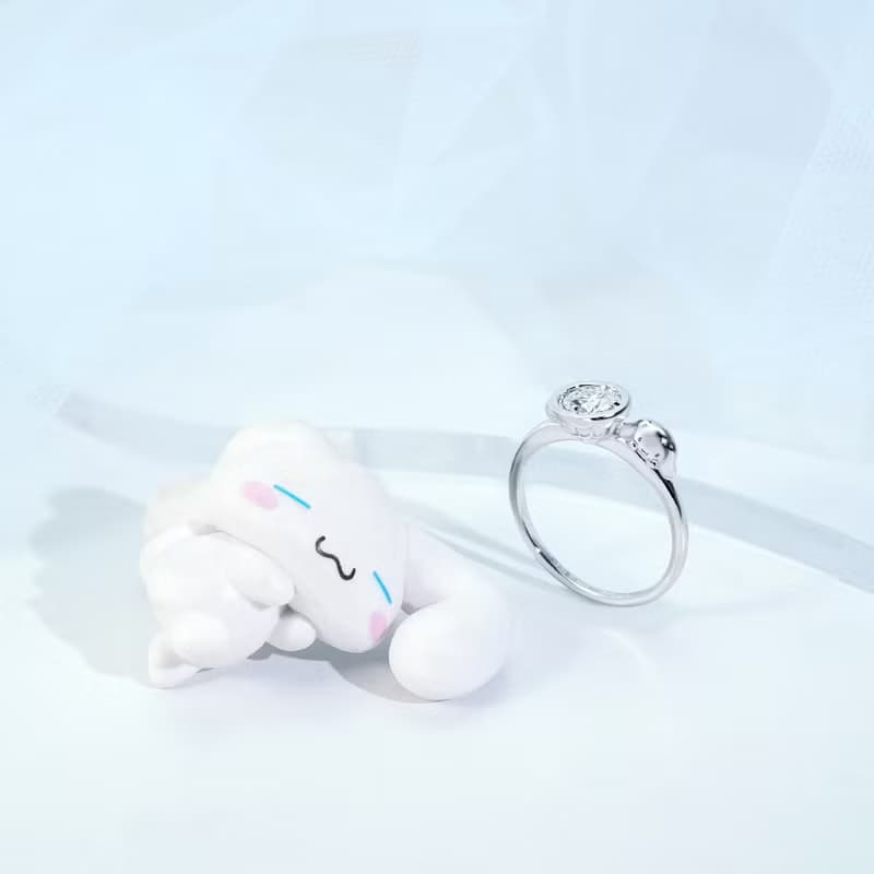 Cinnamoroll 莫桑鑽系列-大耳狗喜拿咖啡杯莫桑石單鑽純銀戒指