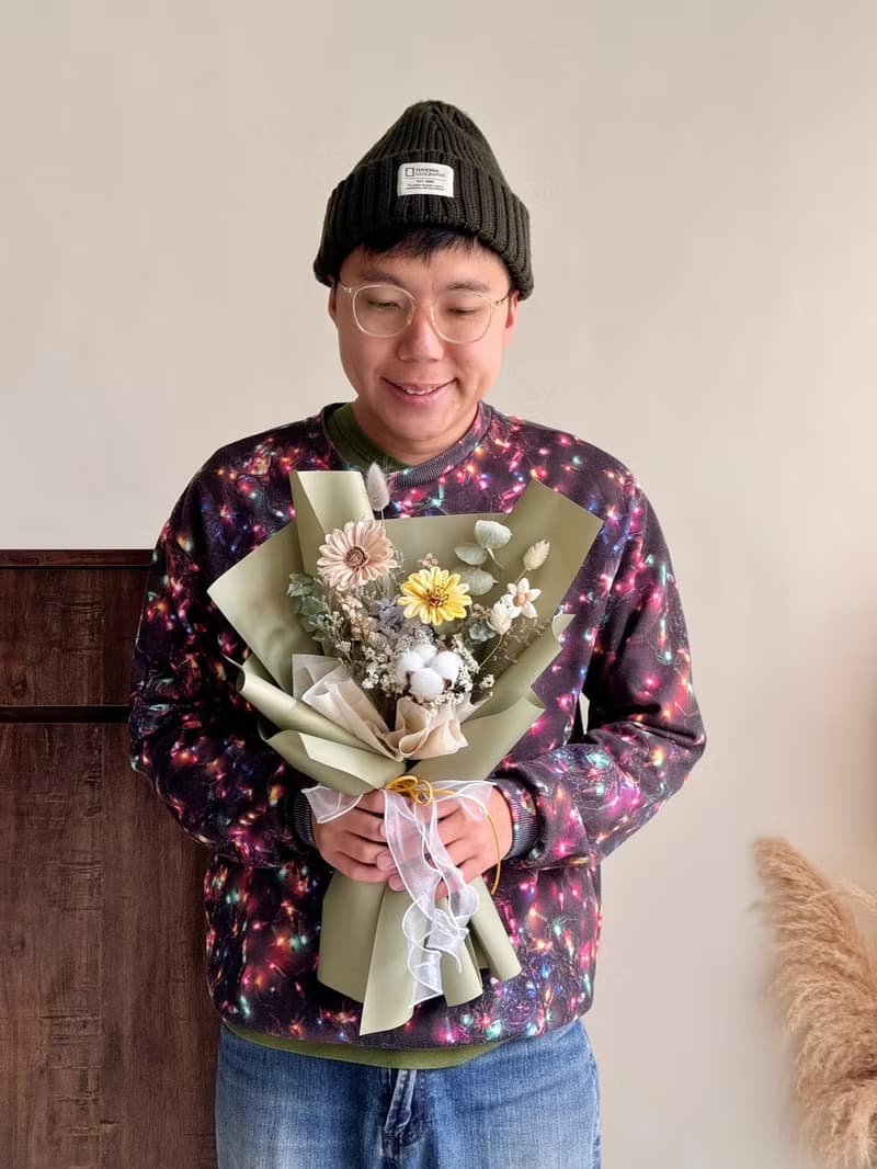 抹茶綠 乾燥花束 畢業花束