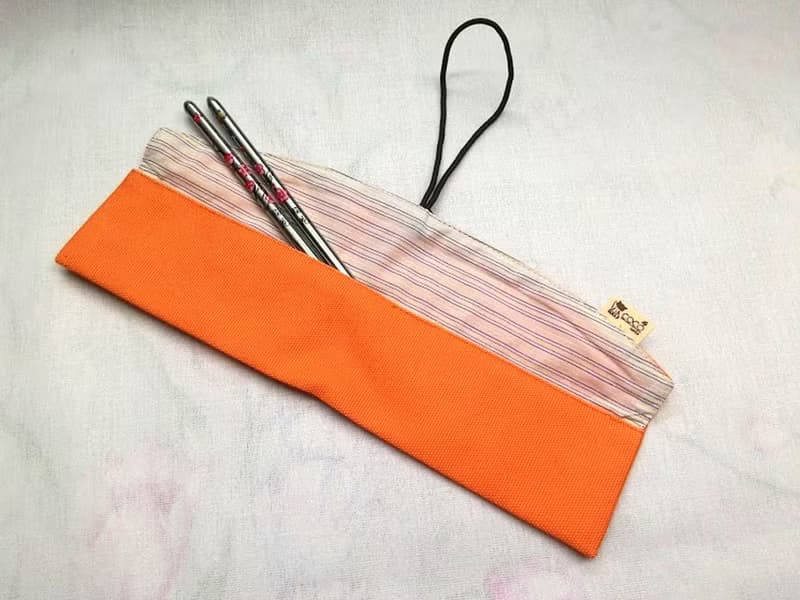 環保筷袋杯套組~手提式飲料杯套 餐具組收納袋 筷套(橘色)F08-004