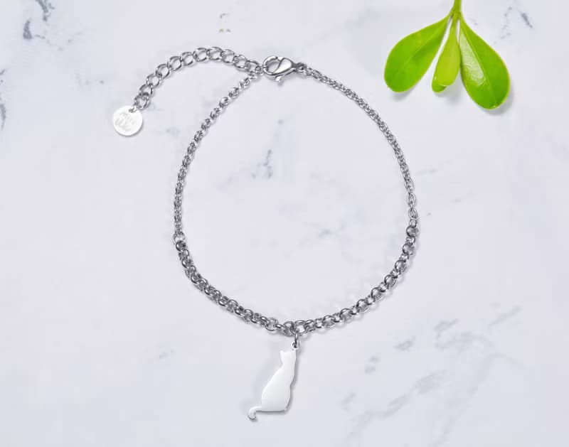 看風景的貓手鍊-貓咪背影系列- 抗敏醫療鋼