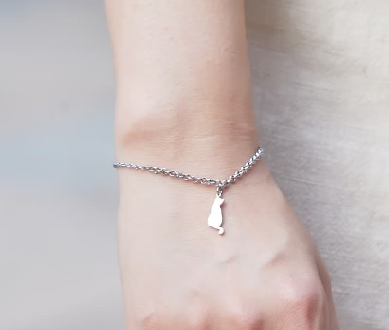 看風景的貓手鍊-貓咪背影系列- 抗敏醫療鋼