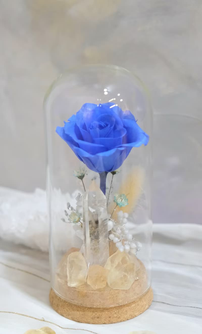 開運好物 白水晶鐘罩花禮 新居禮 辦公擺飾 居家擺飾