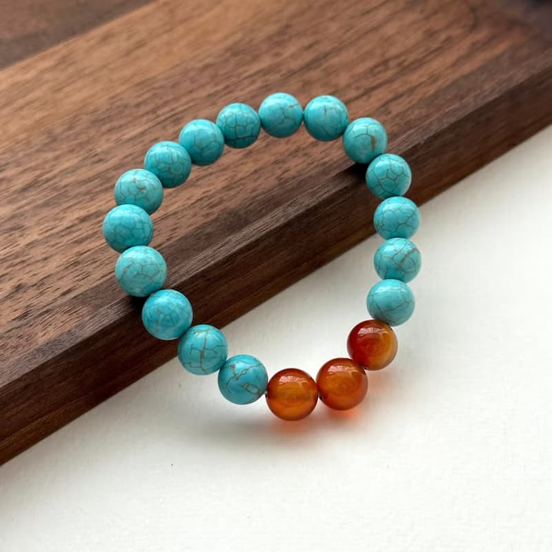 【射手摩羯座|12月生日】藍松石紅瑪瑙鍍銀手鏈 幸運勇氣鼓勵信心