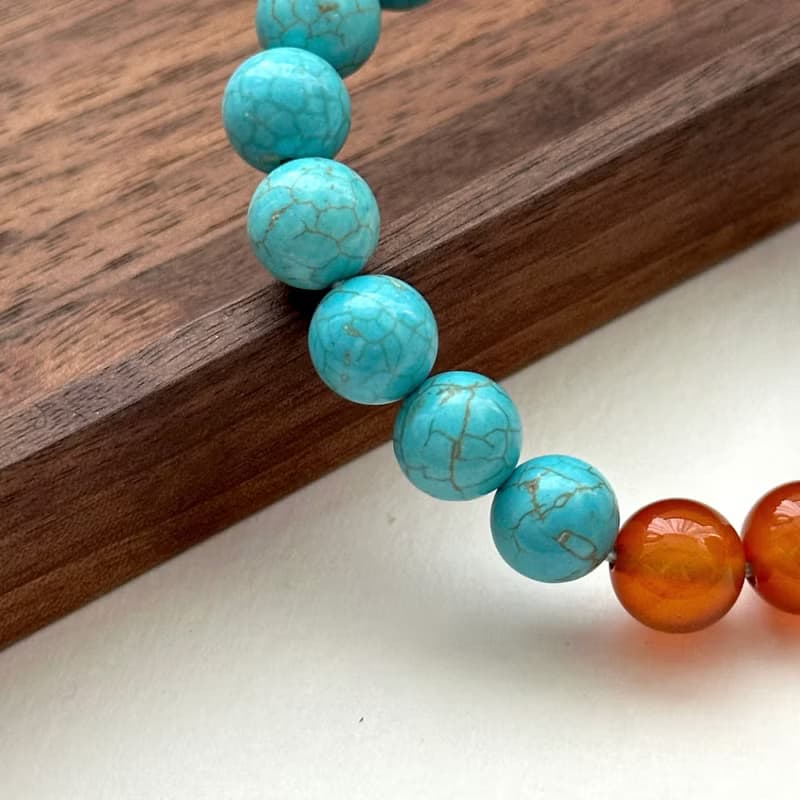 【射手摩羯座|12月生日】藍松石紅瑪瑙鍍銀手鏈 幸運勇氣鼓勵信心