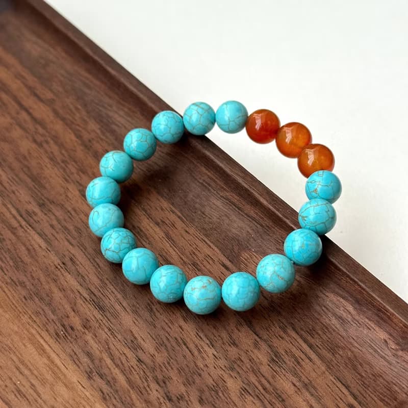 【射手摩羯座|12月生日】藍松石紅瑪瑙鍍銀手鏈 幸運勇氣鼓勵信心