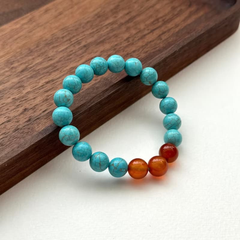 【射手摩羯座|12月生日】藍松石紅瑪瑙鍍銀手鏈 幸運勇氣鼓勵信心