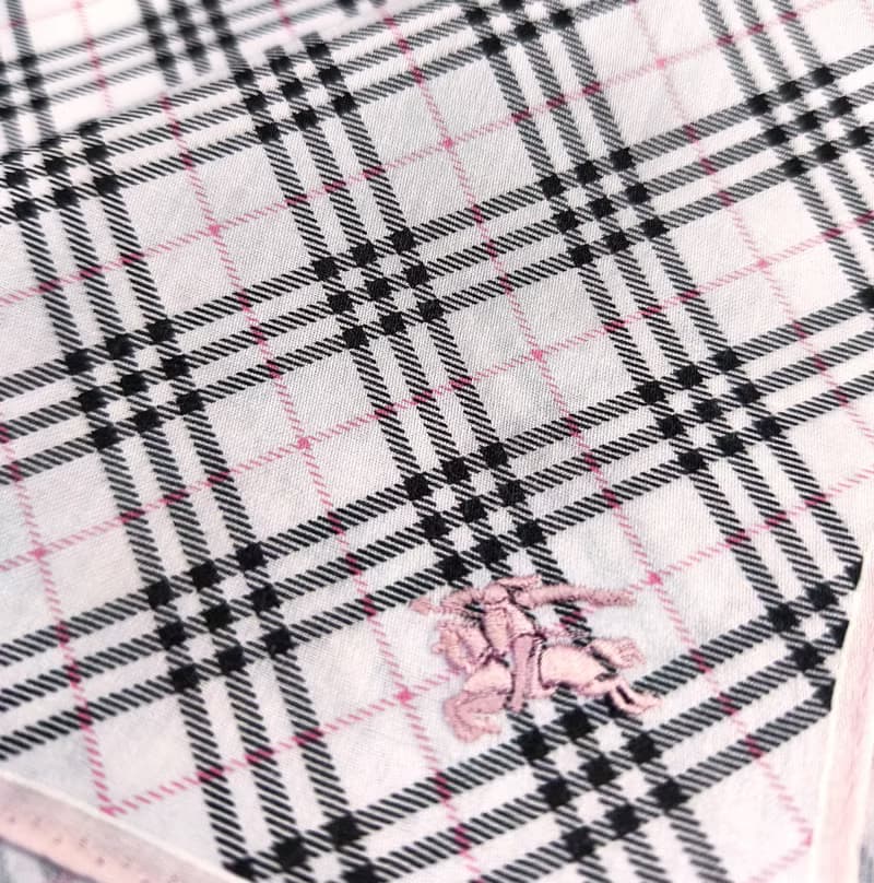 Burberry Vintage Handkerchief Pocket Square Black Pink 19.5 x 19.5 inches