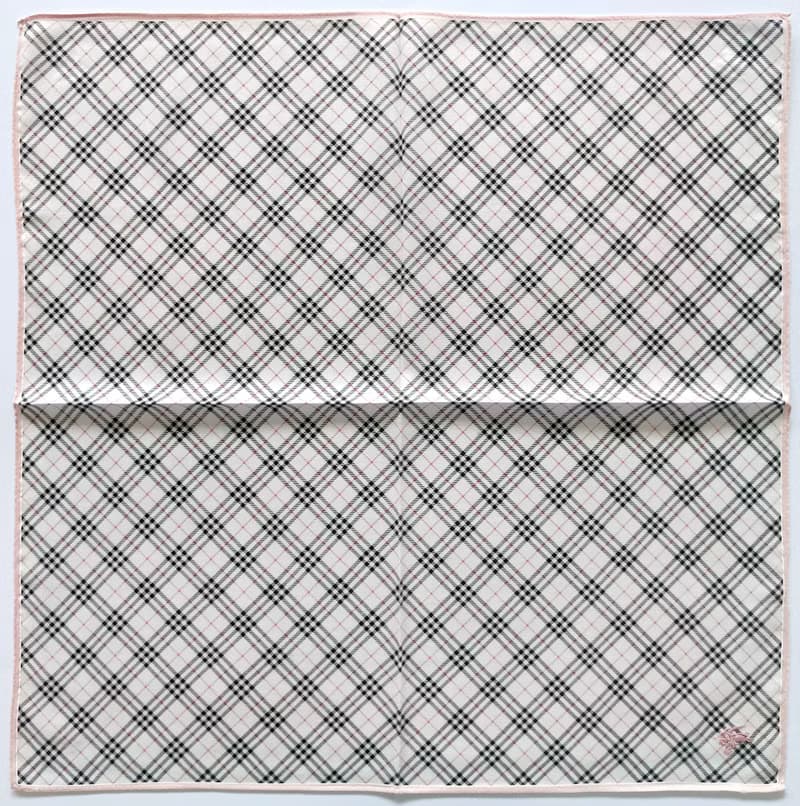 Burberry Vintage Handkerchief Pocket Square Black Pink 19.5 x 19.5 inches