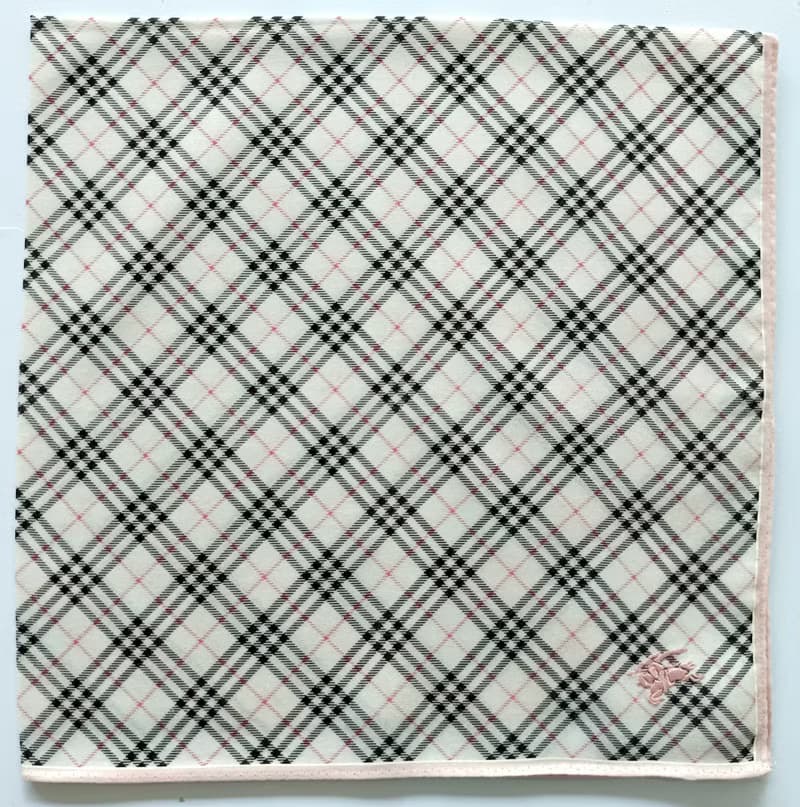 Burberry Vintage Handkerchief Pocket Square Black Pink 19.5 x 19.5 inches