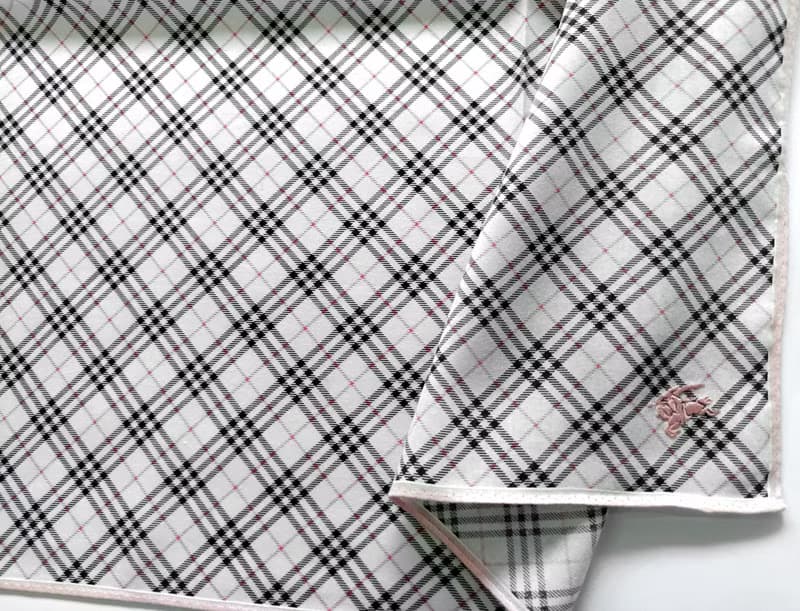 Burberry Vintage Handkerchief Pocket Square Black Pink 19.5 x 19.5 inches