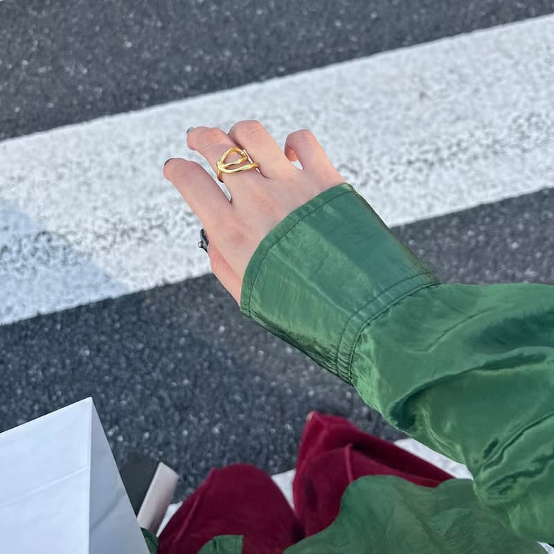 小緞帶 黃銅與純銀戒