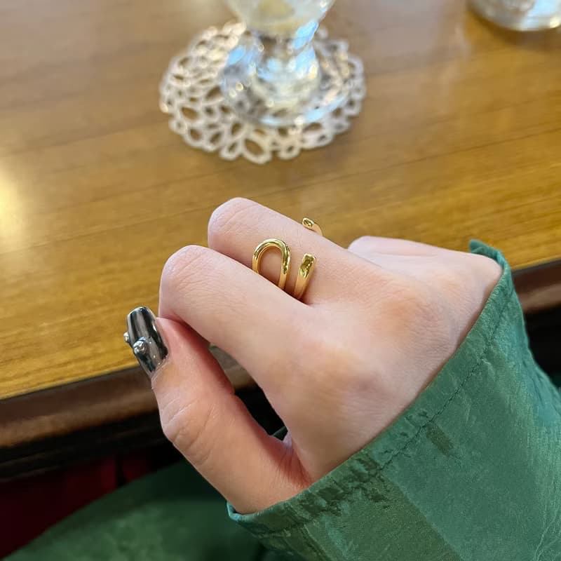 小緞帶 黃銅與純銀戒