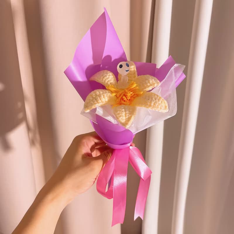 2025母親節花束迷人仙女鉤針花束 - 黃色水仙花配和蒂芙尼藍包裝
