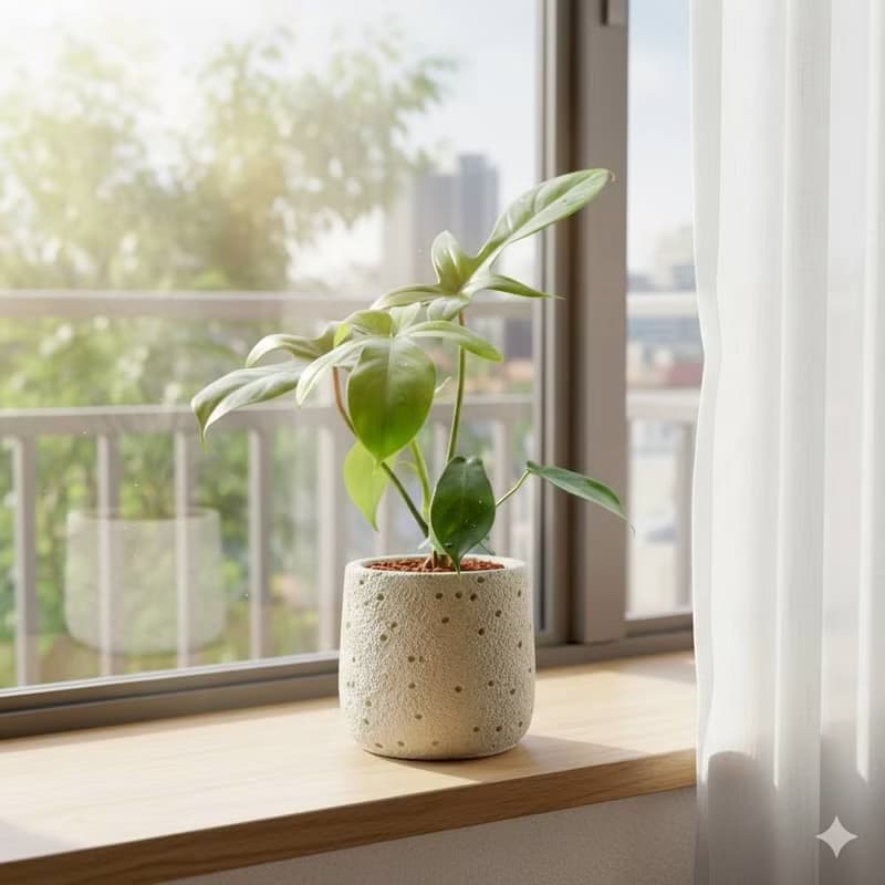 龍爪蔓綠絨懶人盆栽加圓點白小水泥盆 套盆 開幕盆栽推薦