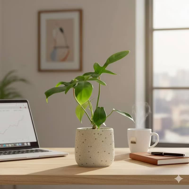 龍爪蔓綠絨懶人盆栽加圓點白小水泥盆 套盆 開幕盆栽推薦