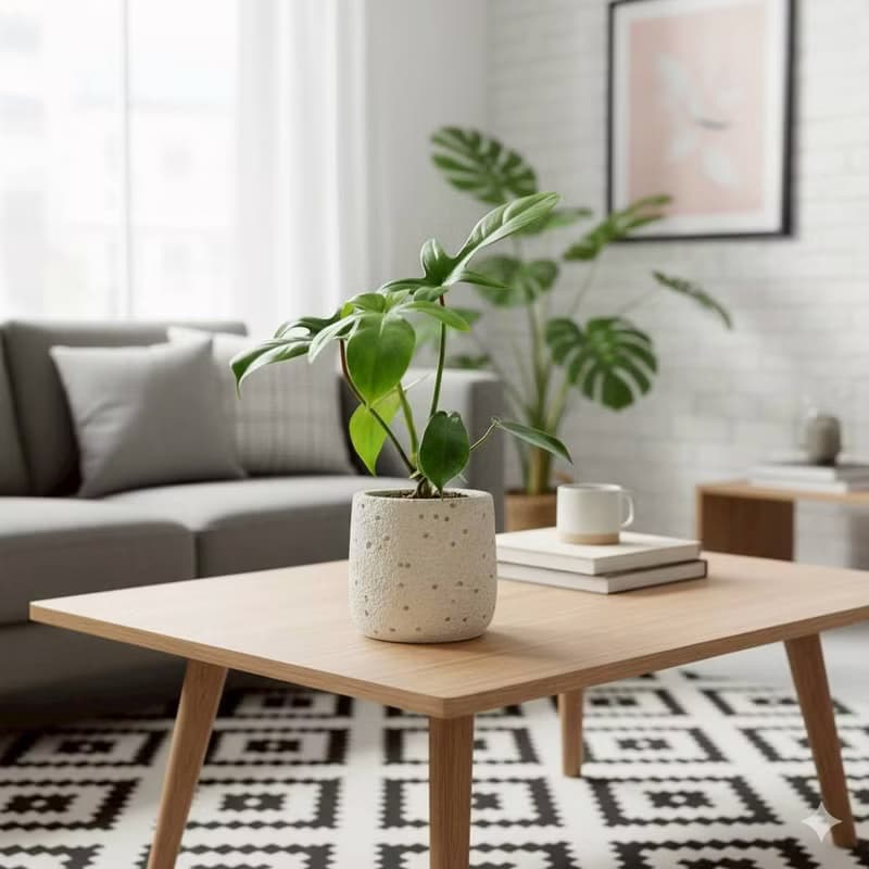 龍爪蔓綠絨懶人盆栽加圓點白小水泥盆 套盆 開幕盆栽推薦